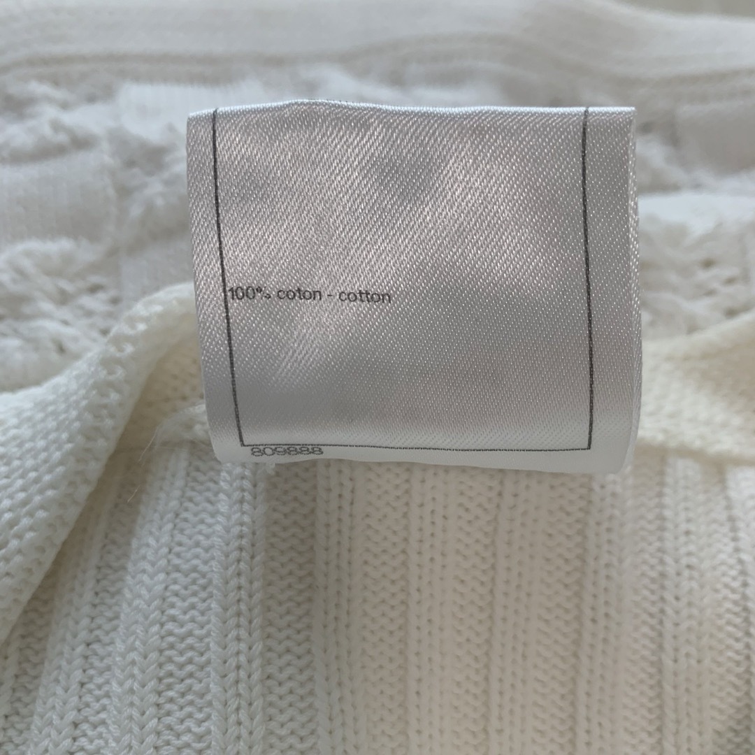 美品 CHANEL ホワイトコットン ココマークボタン カーディガン 美品 CHANEL ホワイトコットン ココマークボタン カーディガン