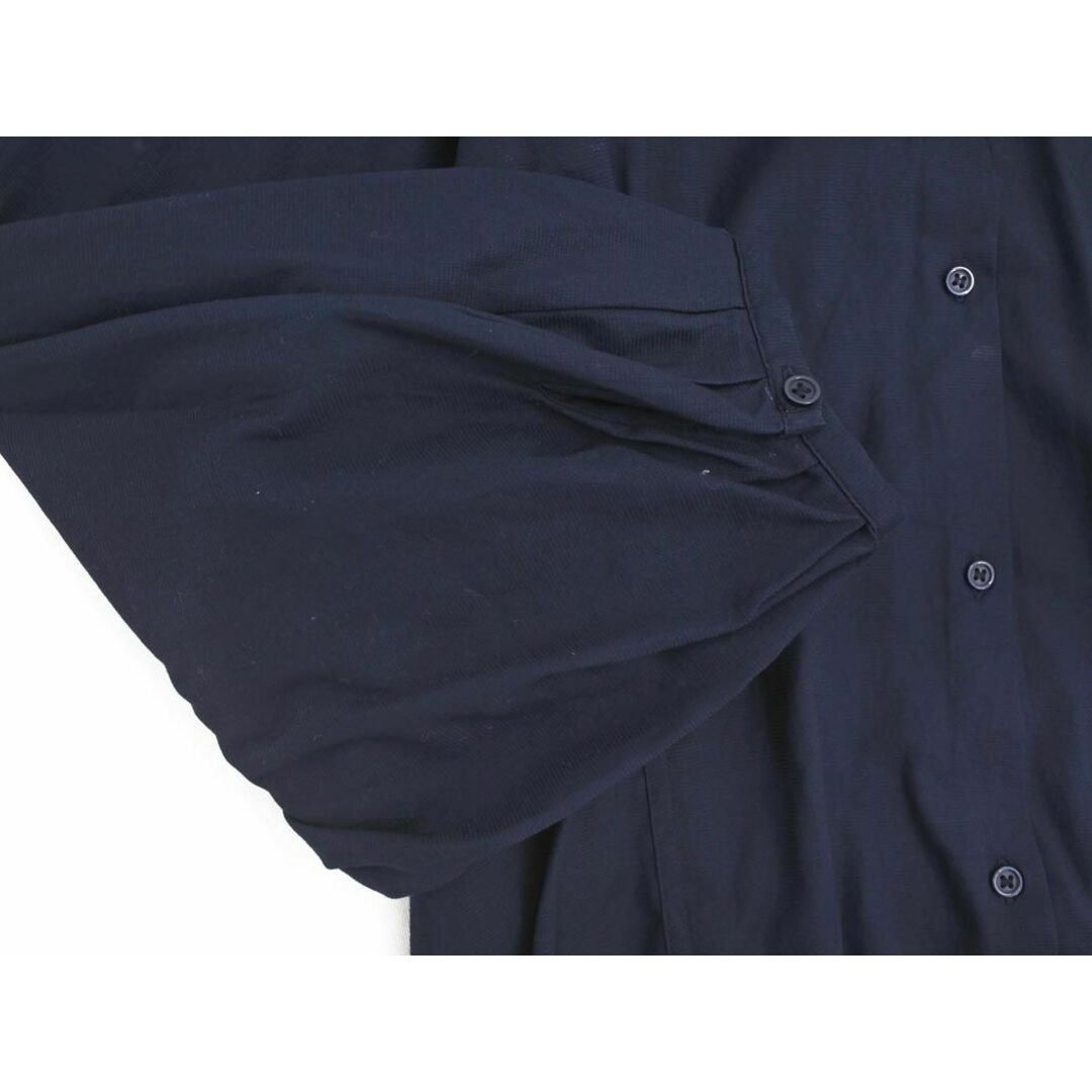 INDIVI(インディヴィ)のインディヴィ 大きいサイズ ボリュームスリーブ ノーカラー シャツ ワンピース size15/紺 ■◇ レディース レディースのワンピース(ロングワンピース/マキシワンピース)の商品写真