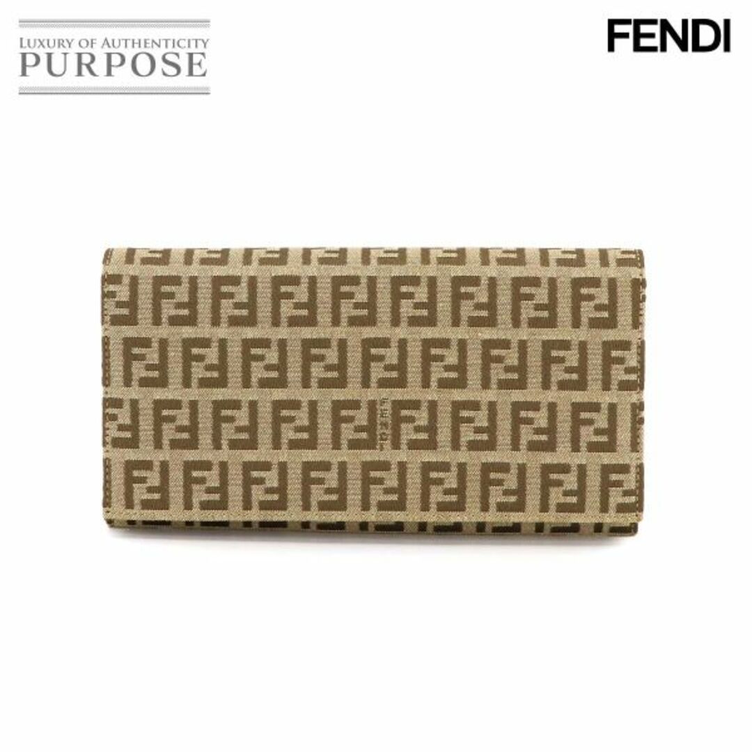 FENDI(フェンディ)の新品同様 フェンディ FENDI ズッキーノ 二つ折り 長財布 キャンバス ベージュ ブラウン 8M0000 シルバー 金具 VLP 90231803 レディースのファッション小物(財布)の商品写真