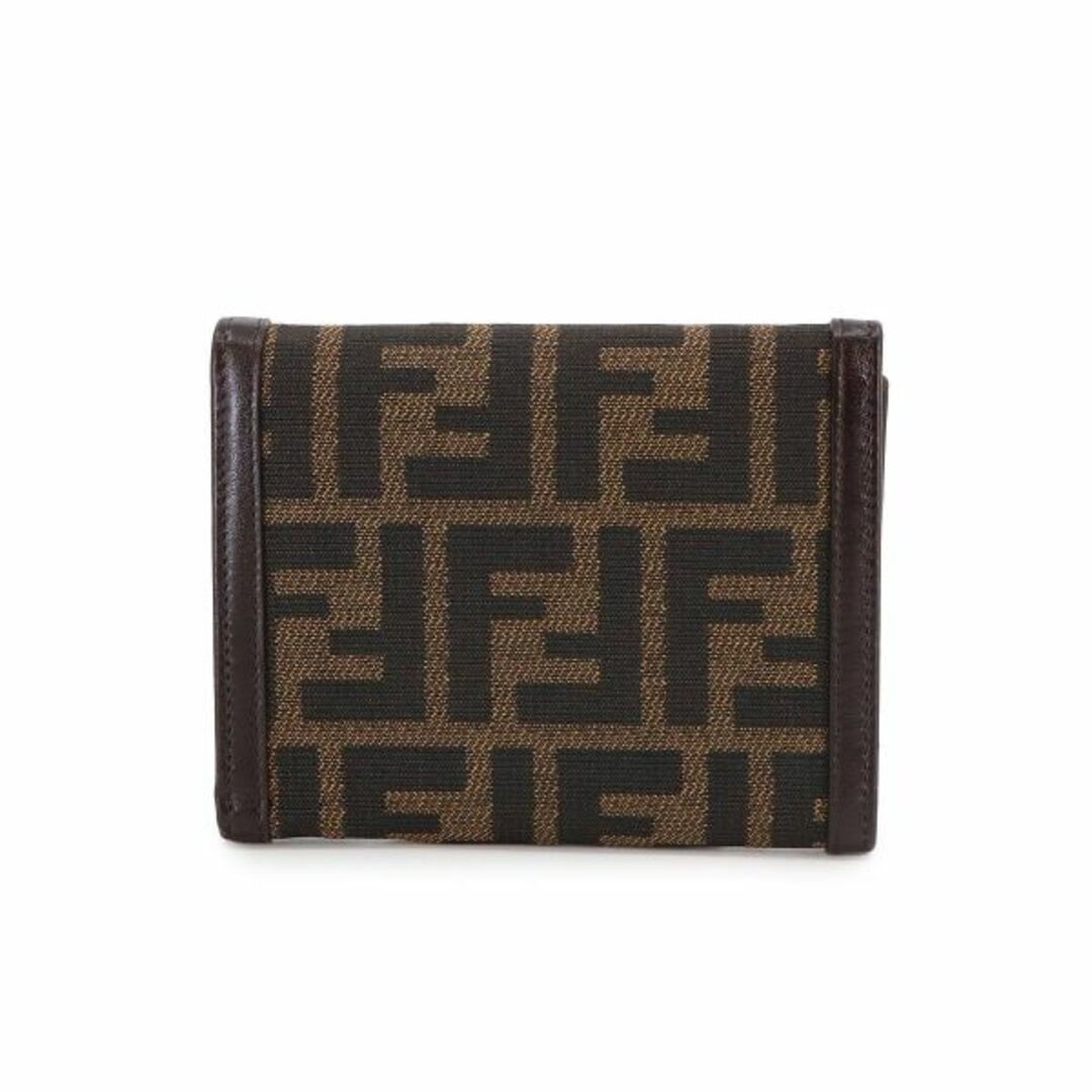 新品同様 フェンディ FENDI ズッカ柄 二つ折り 財布 キャンバス レザー ブラウン 31099 シルバー 金具 VLP 90231804