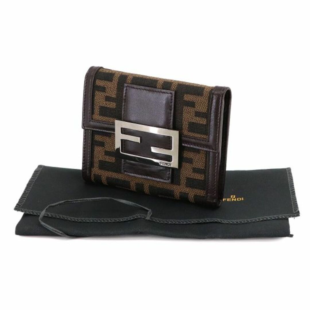 FENDI フェンディ 二つ折財布 ズッカ柄 総柄 金 黒 ブラウン FENDI フェンディ 二つ折財布 ズッカ柄 総柄 金 黒 ブラウン