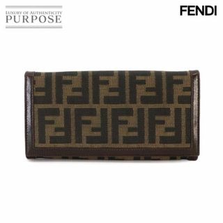 フェンディ(FENDI)のフェンディ FENDI ズッカ柄 長財布 キャンバス レザー ブラウン 2309 8510 シルバー 金具 VLP 90231807(財布)