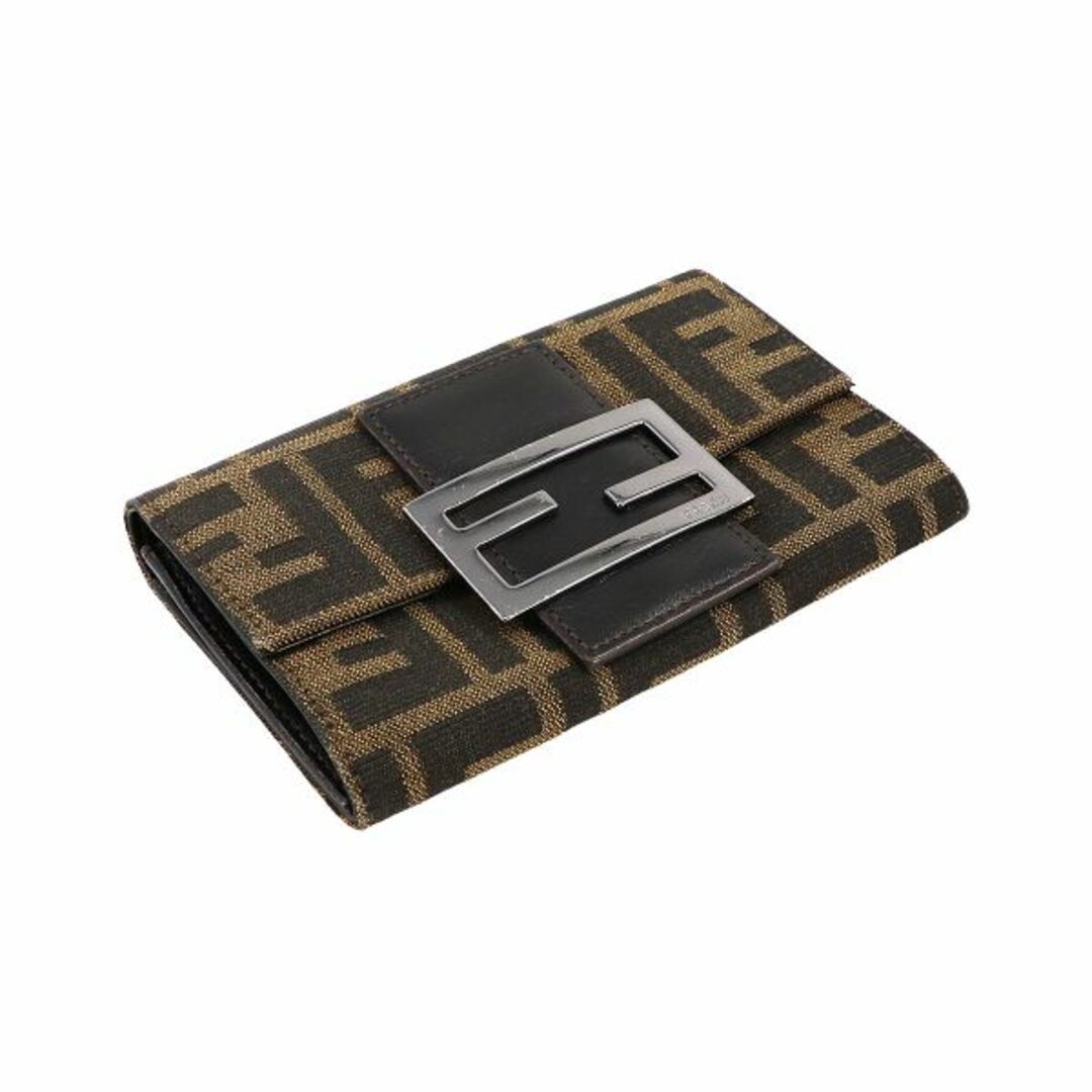 FENDI - フェンディ FENDI ズッカ柄 二つ折り 財布 キャンバス レザー 