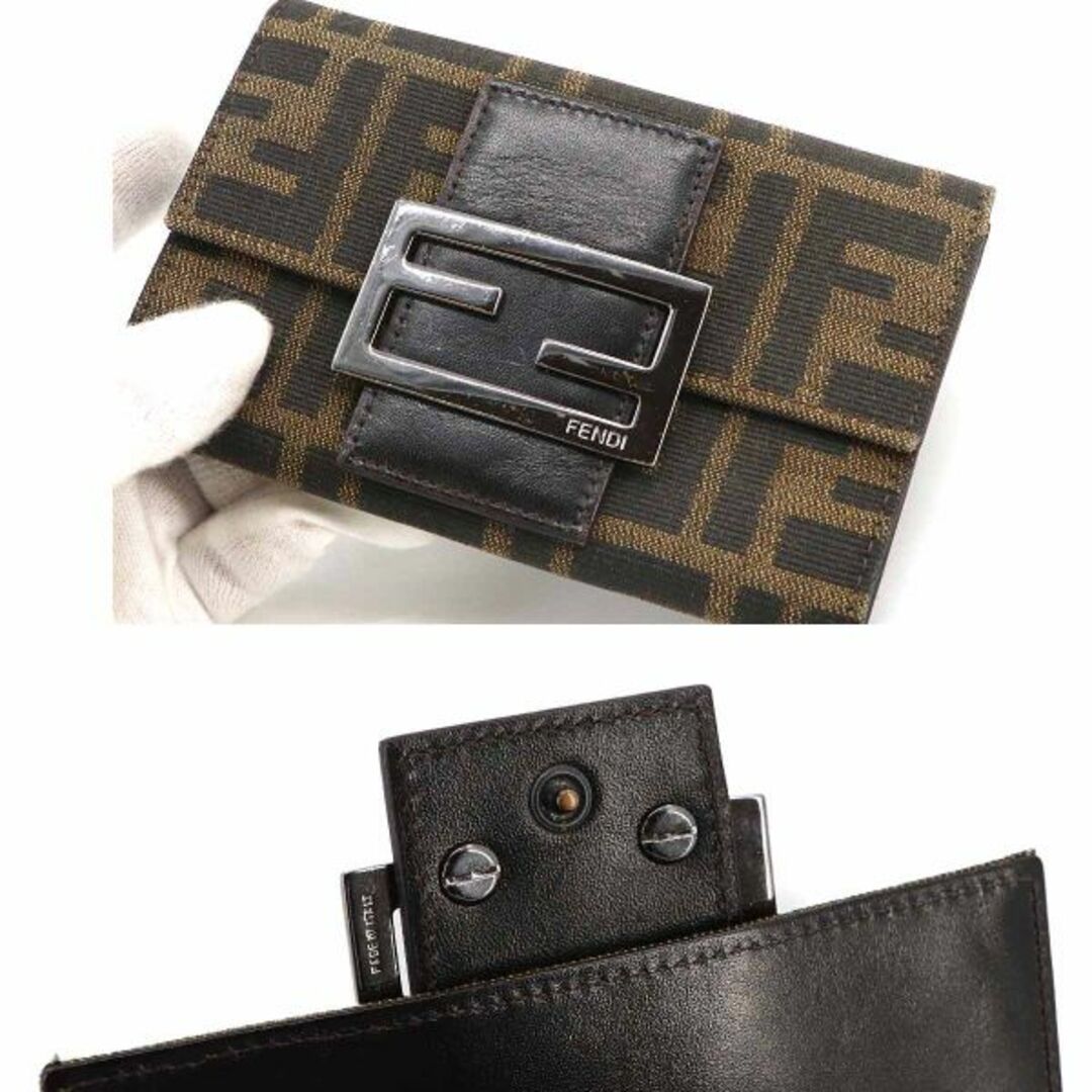 FENDI(フェンディ)のフェンディ FENDI ズッカ柄 二つ折り 財布 キャンバス レザー ブラウン 8M0036 シルバー 金具 VLP 90231809 レディースのファッション小物(財布)の商品写真