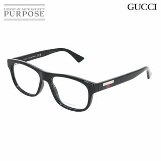 グッチ(Gucci)の未使用 展示品 グッチ GUCCI ウェリントン メガネ フレーム 伊達 眼鏡 ブラック GG0768O ロゴ VLP 90231831(サングラス/メガネ)