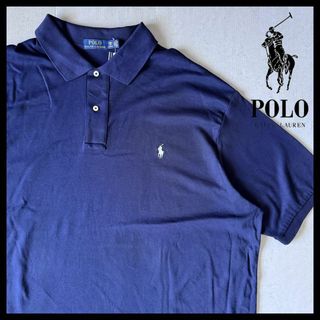 ポロラルフローレン(POLO RALPH LAUREN)のデッドストック品 ポロ ラルフローレン ポロシャツ オーバーサイズ 紺 刺繍ロゴ(ポロシャツ)