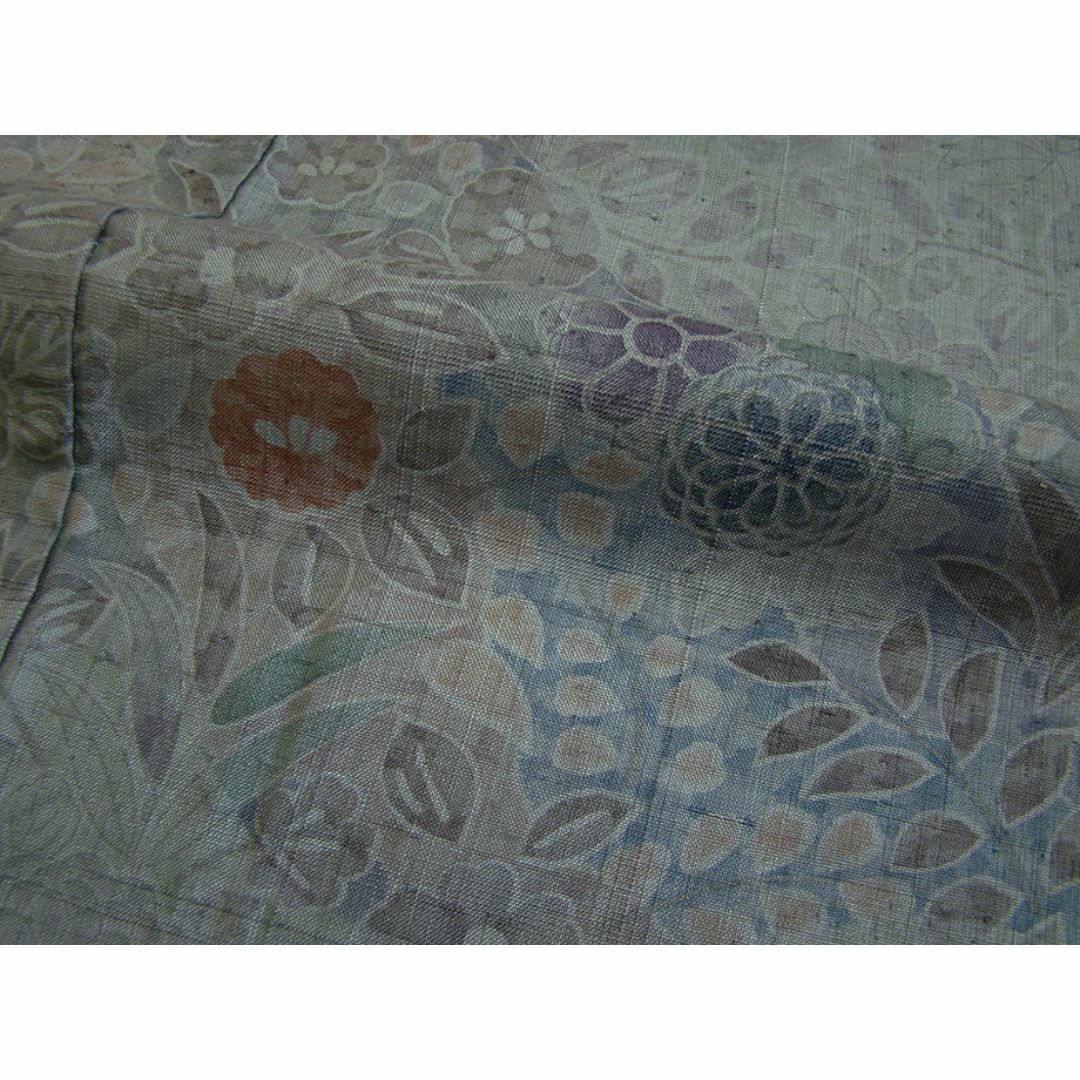 「縁」147ｃｍ～153ｃｍ 単衣 生紬 染め 訪問着 正絹 Ｉ７６６ レディースの水着/浴衣(着物)の商品写真