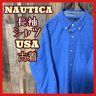 ノーティカ(NAUTICA)のノーティカ メンズ ボタンダウン M ブルー シャツ USA古着 90s 長袖(シャツ)