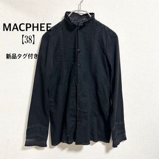 マカフィー(MACPHEE)の【新品】MACPHEE マカフィー 刺繍 トーションレースシャツ 黒ブラック38(シャツ/ブラウス(長袖/七分))