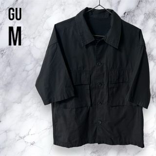 GU - GU ジーユー メンズ 半袖シャツ ワークシャツ ブラック 黒色 M 送料無料