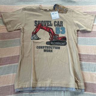 新品　Tシャツ　サイズ130 ベージュ　働く車(Tシャツ/カットソー)