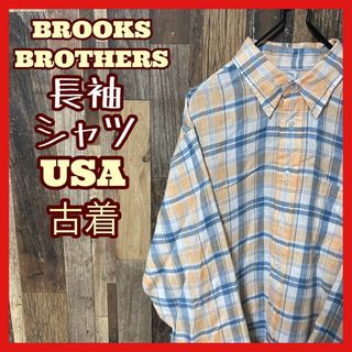 ブルックスブラザース(Brooks Brothers)のブルックスブラザーズ チェック ボタンダウン L メンズ イエロー シャツ 古着(シャツ)