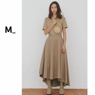 マウジー(moussy)のM_ エムアンダーバー　ロング　スカート フレア 茶色 ラップ風　ブラウン(ロングスカート)