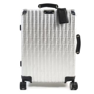 リモワ(RIMOWA)の美品○RIMOWA リモワ FENDI フェンディ 972 90 02 90 アルミニウム FFロゴ総柄 ズッカ TSAロック付き レザーハンドル マルチホイール キャリーケース/スーツケース シルバー ブラック ドイツ製(旅行用品)