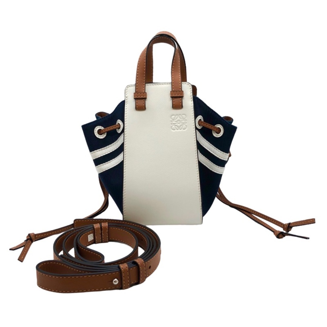 LOEWE - 　ロエベ LOEWE ハンモックドローストリングミニ マリンカラー キャンバス レディース ショルダーバッグ