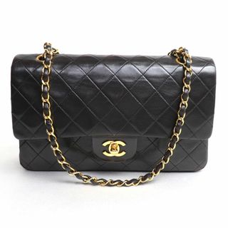 CHANEL - CHANEL シャネル マトラッセ Wフラップ チェーンショルダー ショルダーバッグ ブラック A01113 レディース【中古】