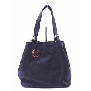 マイケルコース(Michael Kors)のMICHAEL KORS マイケルコース 本革 レザー ロゴチャーム付き トート バッグ 黒 ■■ レディース(トートバッグ)