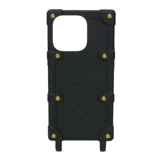 LOUIS VUITTON ルイ・ヴィトン リ・トランク iPhone 14 Pro LVロゴ フラワー ブラック ゴールド スタッズ トランク型 iPhoneケース モノグラム エンボス ノワール スマホケース M81997