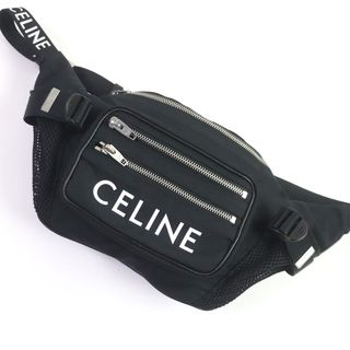 セリーヌ(celine)の極美品□CELINE セリーヌ 19868 ロゴプリント トレッキング ベルトバッグ ウエストポーチ ボディバッグ ブラック メンズオススメ◎(ボディーバッグ)