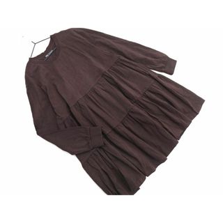 ザラ(ZARA)のZARA ザラ ギャザー ティアード チュニック ワンピース sizeS/茶 ■◇ レディース(ミニワンピース)