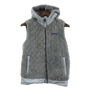 パタゴニア(patagonia)のpatagonia パタゴニア リバーシブル フーデッド フリースベスト アウトドア グレー (レディース M) 中古 古着 Q3535(その他)