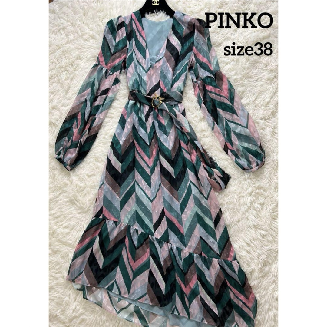 PINKO ピンコ シェブロン ストライプ アシンメトリードレス PINKO ピンコ シェブロン ストライプ アシンメトリードレス