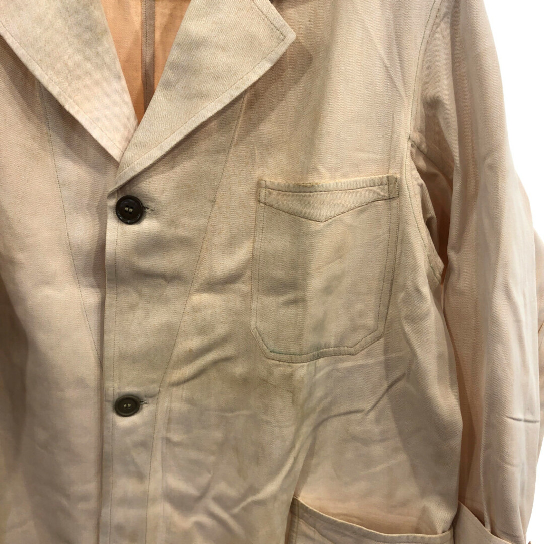 40年代 ショップコート ヴィンテージ アイボリー (メンズ L相当) 中古 古着 Q3568 メンズのジャケット/アウター(トレンチコート)の商品写真