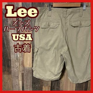 Lee - リー L 34 ベージュ カーゴ メンズ ワーク ハーフパンツ 古着 90s