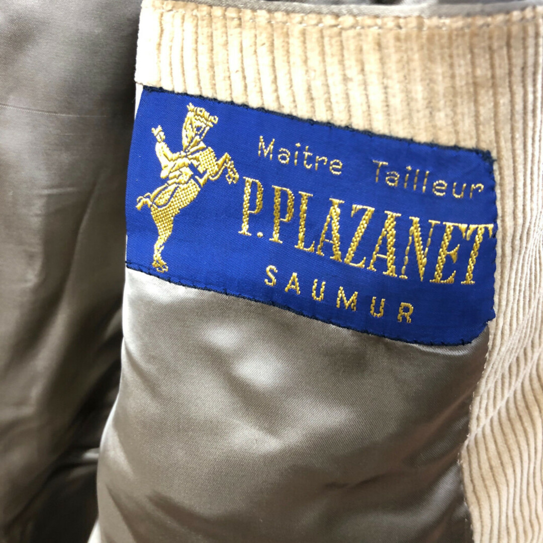 70年代 フランス製 P.PLAZANET コーデュロイ ハーフコート ヴィンテージ ユーロ ベージュ (メンズ L相当) 中古 古着 Q3587 メンズのジャケット/アウター(トレンチコート)の商品写真