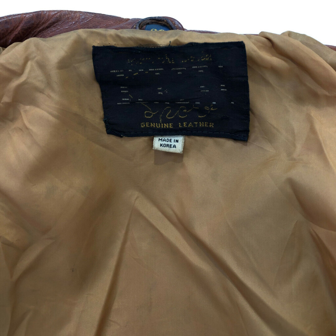70年代 クラフトレザージャケット アメカジ ヴィンテージ ブラウン (メンズ 38) 中古 古着 Q3601 メンズのジャケット/アウター(レザージャケット)の商品写真