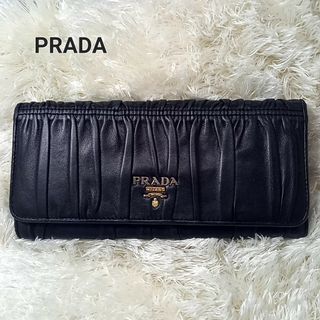 PRADA - PRADA プラダ 長財布 ブラック ナッパレザー  黒 ロゴ ゴールド