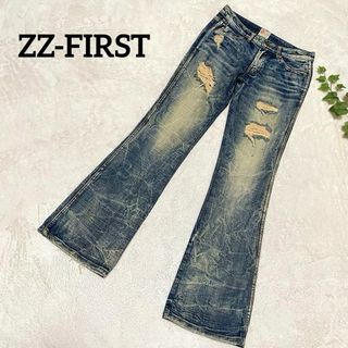 〖ZZ-FIRST〗フレアデニムパンツ ジーパン ジーンズ ウォッシュ加工 27(デニム/ジーンズ)