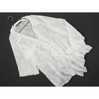 ザラ(ZARA)のZARA ザラ 総柄 フリル ブラウス シャツ sizeL/白 ■◇ レディース(シャツ/ブラウス(長袖/七分))