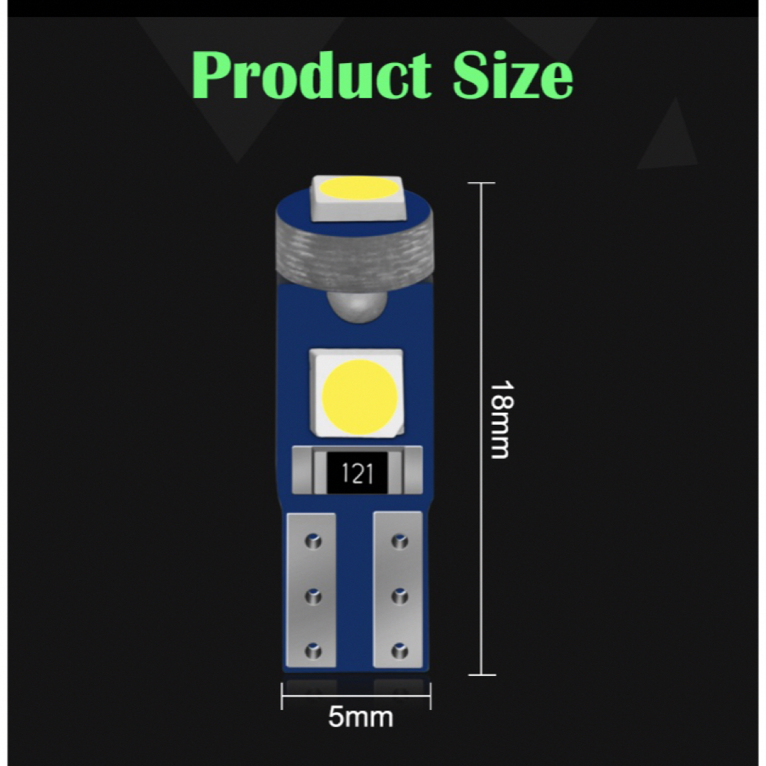 LED T5 3030SMD 3連 ホワイト2個 自動車/バイクの自動車(汎用パーツ)の商品写真