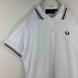 FRED PERRY - 人気　フレッドペリー　ポロシャツ　半袖　レディース　G12 白水色赤　12 L