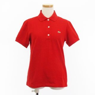 ラコステ(LACOSTE)のラコステ LACOSTE ポロシャツ 半袖 ロゴ刺繍 鹿の子 赤 レッド 38(ポロシャツ)