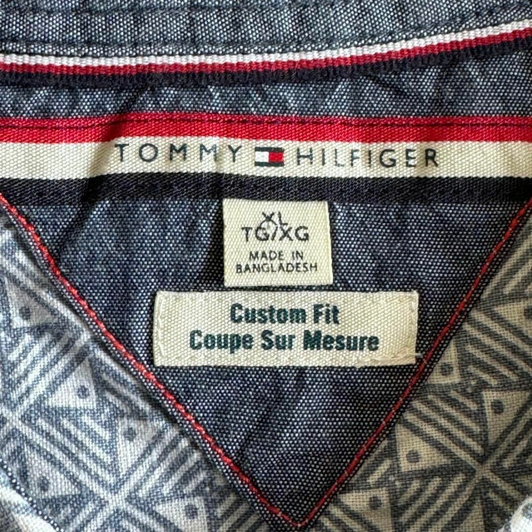 TOMMY HILFIGER(トミーヒルフィガー)のトミーヒルフィガー 総柄 シャツ 刺繍 ワンポイントロゴ オーバーサイズ 古着 メンズのトップス(シャツ)の商品写真