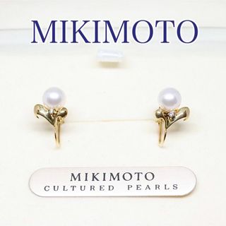 ミキモト(MIKIMOTO)のミキモト k18 イヤリング リーフ ダイヤ(イヤリング)