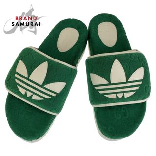 グッチ(Gucci)の新品未使用 GUCCI グッチ adidas×GUCCI グリーン 緑 ホワイト 白 ラバー /GGコットン 702412 サンダル プラットフォーム メンズ 405664 【中古】(サンダル)