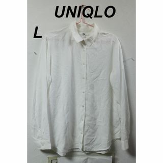 ユニクロ(UNIQLO)のプロフ必読UNIQLOレーヨン長袖シャツホワイト/高品質良品L(シャツ/ブラウス(長袖/七分))