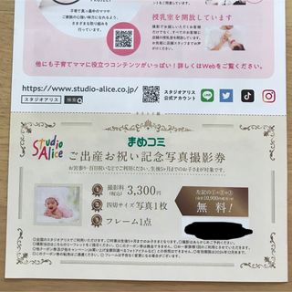 スタジオアリス　ご出産お祝い記念写真撮影券(その他)