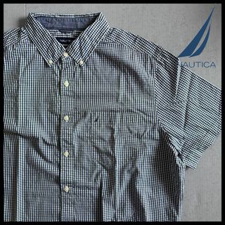 ノーティカ(NAUTICA)の古着 ノーティカ ギンガムチェック シャツ 半袖 オーバーサイズ 刺繍ロゴ XL(シャツ)