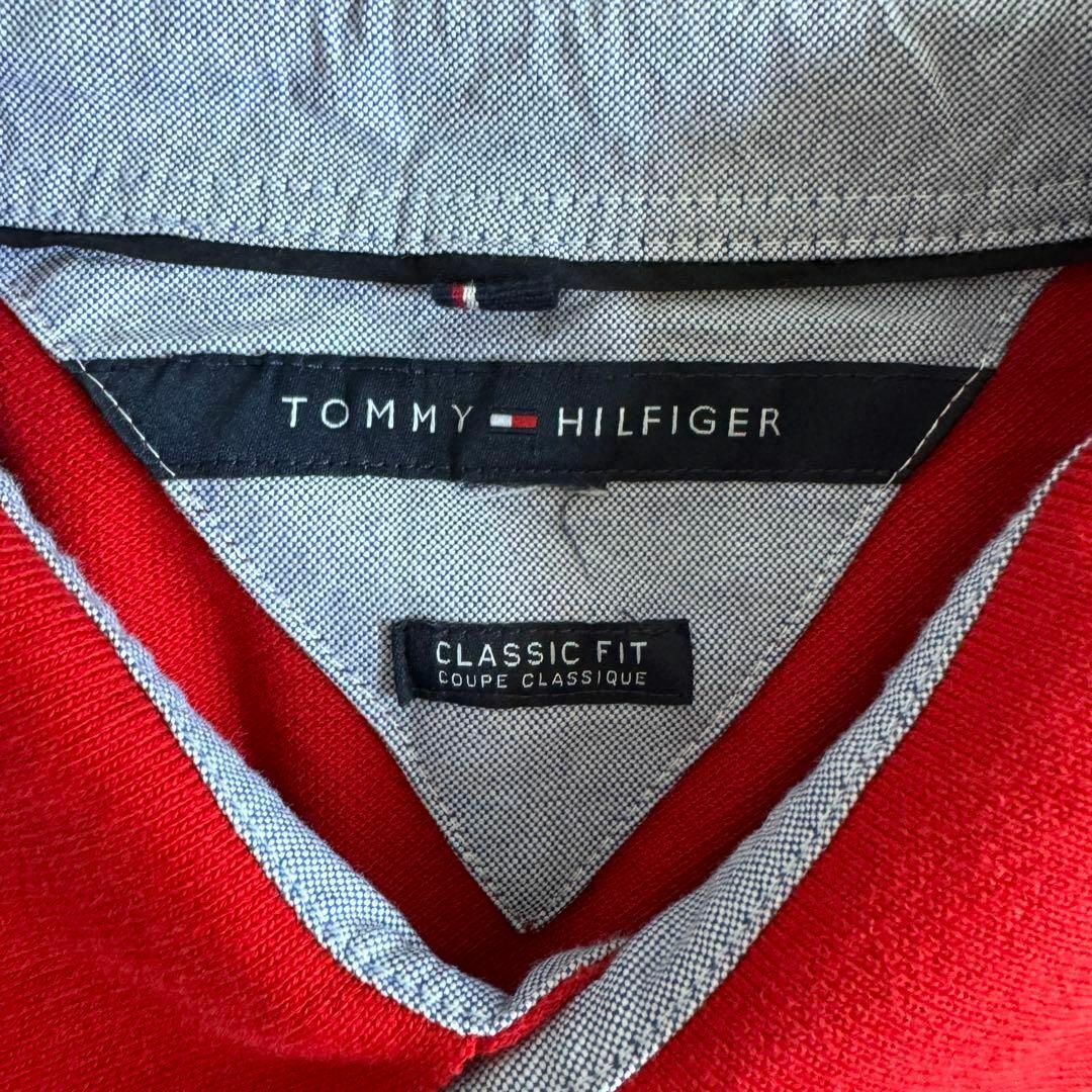 TOMMY HILFIGER(トミーヒルフィガー)のトミーヒルフィガー ポロシャツ 半袖 刺繍 ワンポイントロゴ オーバーサイズ 赤 メンズのトップス(ポロシャツ)の商品写真