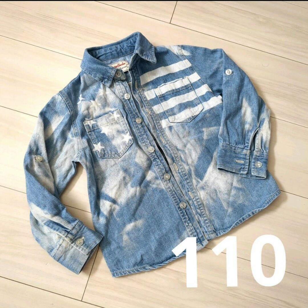 デニムシャツ　ヴィンテージ 110 キッズ/ベビー/マタニティのキッズ服男の子用(90cm~)(ブラウス)の商品写真