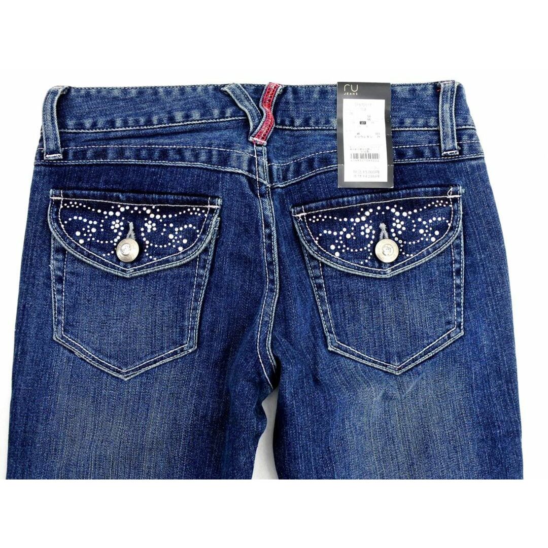 RU(アールユー)の新品 RU アールユー JEANS USED加工 ラインストーン ブーツカット デニムパンツ size27/青 ■■ レディース レディースのパンツ(デニム/ジーンズ)の商品写真