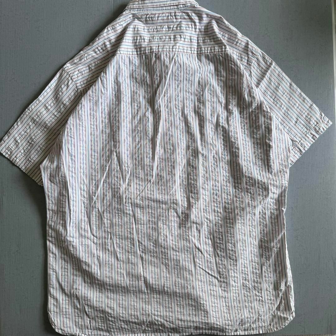 TOMMY HILFIGER(トミーヒルフィガー)のトミーヒルフィガー ストライプシャツ 半袖 オーバーサイズ 刺繍 ワンポイント メンズのトップス(シャツ)の商品写真