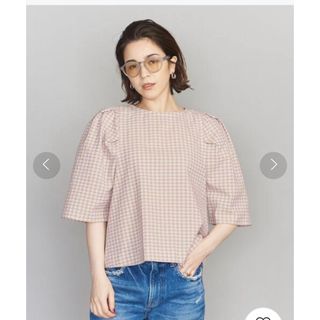 ビューティアンドユースユナイテッドアローズ(BEAUTY&YOUTH UNITED ARROWS)のチェックパフスリーブコンパクト６部丈ブラウス(シャツ/ブラウス(長袖/七分))