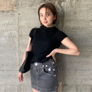 courreges black short sleeve knit