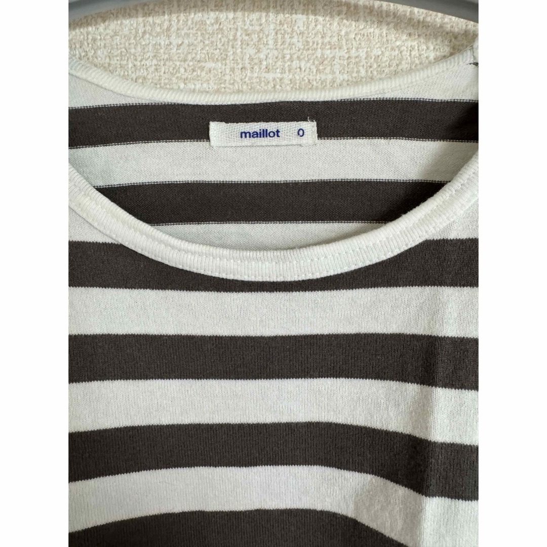 マイヨ　ボーダーTシャツ　チャコールグレー レディースのトップス(Tシャツ(半袖/袖なし))の商品写真