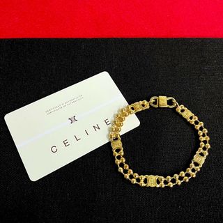 セリーヌ(celine)のほぼ未使用 希少品 CELINE セリーヌ ヴィンテージ トリオンフ ロゴ モチーフ チェーン ブレスレット バングル アクセサリー 20943(ブレスレット/バングル)